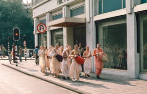 Hare Krishna parade in Amsterdam 1970s